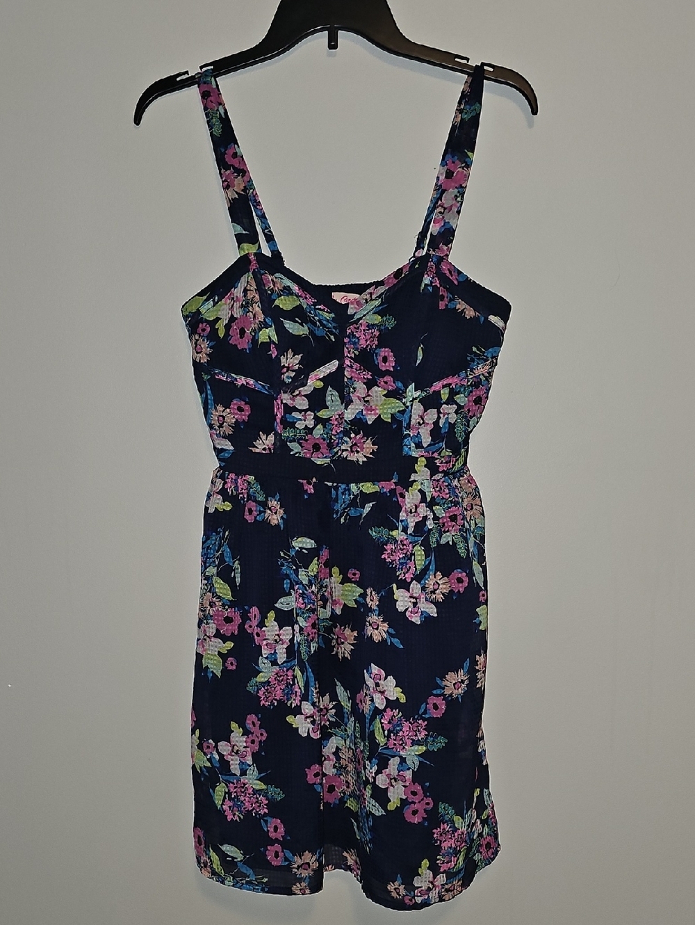 Candie's Navy Dress with Pink & Blue Floral Print